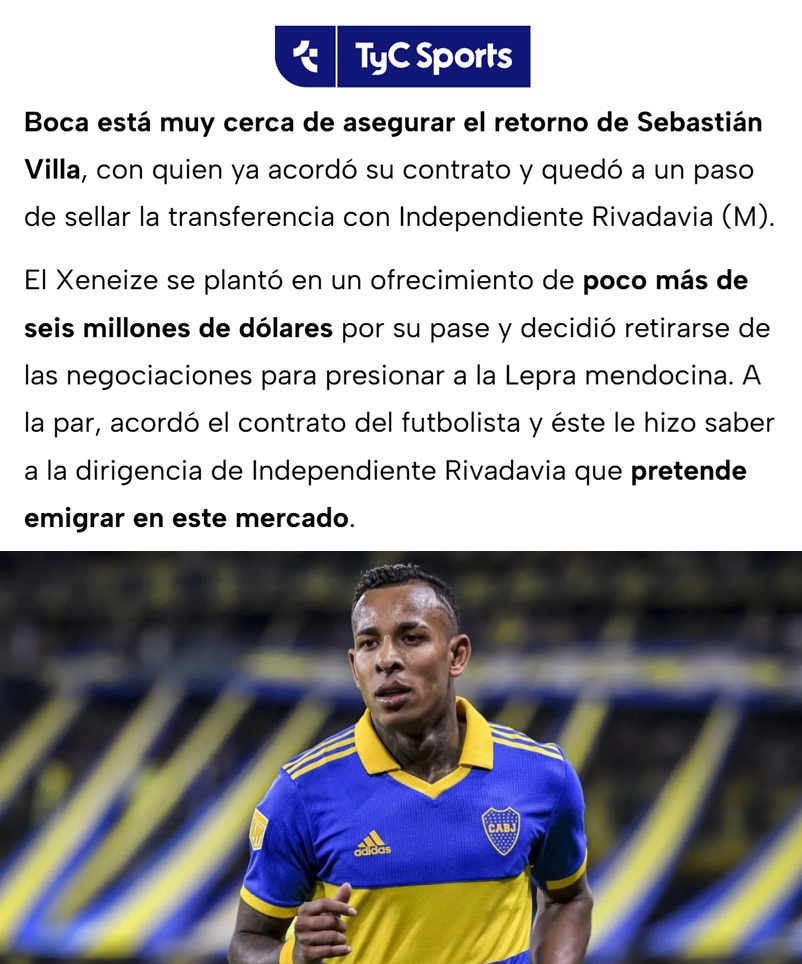 porquetendencia's tweet photo. "Villa":
Porque informan que Sebastián Villa acordó su contrato con Boca https://t.co/dOeOTZQIxY