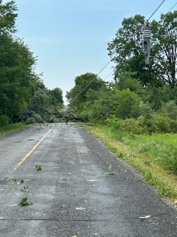 HydroOne's tweet photo. Our crews have made significant progress restoring power as severe thunderstorms and heavy winds continue to move across the province. While restoration efforts are ongoing, the storms continue to cause damage, and some customers in the hardest hit areas may remain without power overnight.
 
Stay at least 10 metres back from downed power lines. Report outages by texting 92887, using the outage map or calling us at 1-800-434-1235. For updates and outage tools, visit: https://t.co/zXzx9KUVnP