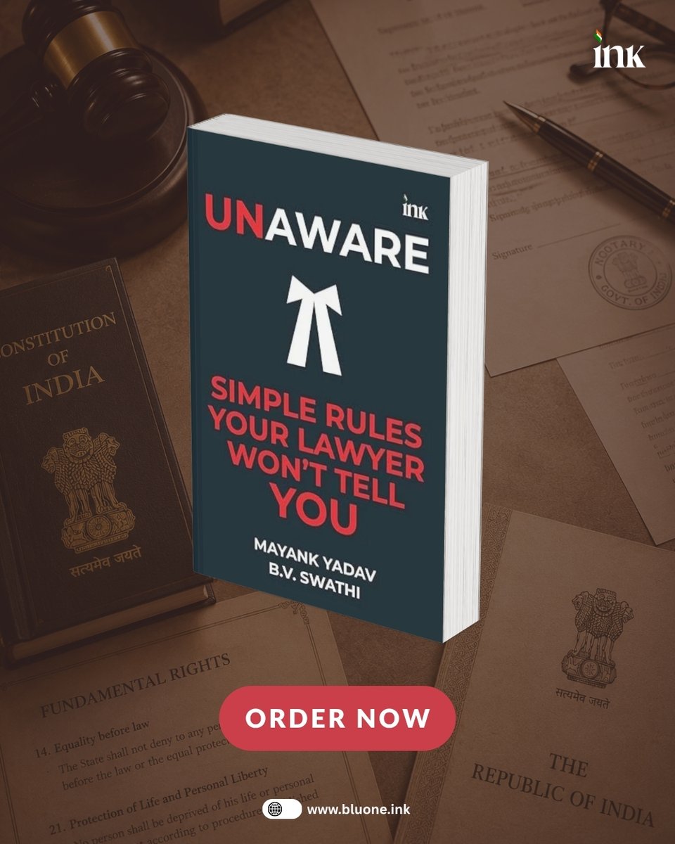 BluOneInk's tweet photo. Know the law before life tests you.

Unaware: Simple Rules Your Lawyer Won't Tell You by B.V. Swathi & Mayank Yadav makes everyday legal rights simple, practical, and accessible for every Indian. 
Now ranked #2 on Amazon Hot New Releases. A must-read for anyone who believes knowledge is the best protection.

#BookRecommendation #LegalAwareness #MustRead #AmazonHotNewReleases