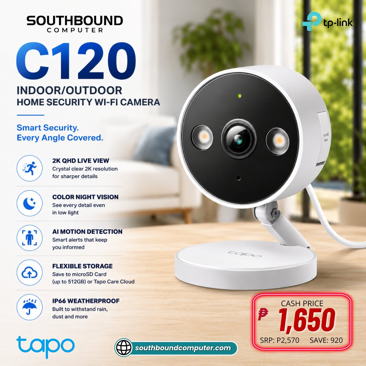 southboundcomp's tweet photo. Keep your home safe 24/7 with the 𝗧𝗣-𝗟𝗶𝗻𝗸 𝗧𝗮𝗽𝗼 𝗖𝟭𝟮𝟬 𝗜𝗻𝗱𝗼𝗼𝗿/𝗢𝘂𝘁𝗱𝗼𝗼𝗿 𝗛𝗼𝗺𝗲 𝗦𝗲𝗰𝘂𝗿𝗶𝘁𝘆 𝗪𝗶-𝗙𝗶 𝗖𝗮𝗺𝗲𝗿𝗮! 📷📷
Whether you're at home, at work, or on vacation, you can check on your family, pets, or property anytime, anywhere! https://t.co/YWsCKnhj8y
