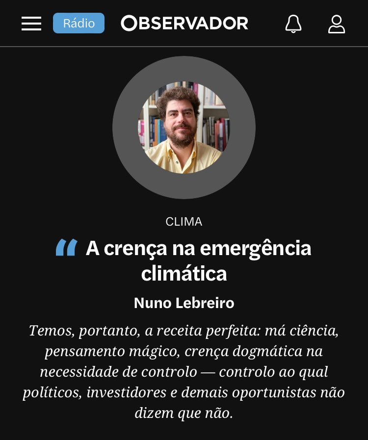 dehaasjager's tweet photo. A crença na alegada emergência climática. Hoje, no Observador. Link👇. https://t.co/WqNdXtAudA