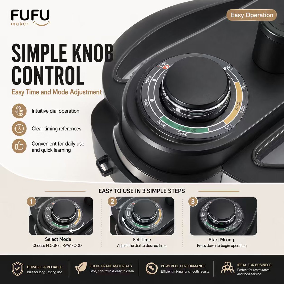 Boya2025's tweet photo. Cook smarter.
Not harder.

The FUFU Maker combines mixing and heating into one efficient solution for commercial kitchens.

✔ Easy operation
✔ Powerful mixing
✔ Easy cleaning
✔ OEM / ODM available

DM us for more information.#KitchenEquipment
#CommercialKitchen
#FoodProcessi https://t.co/yA0UKLkgLt