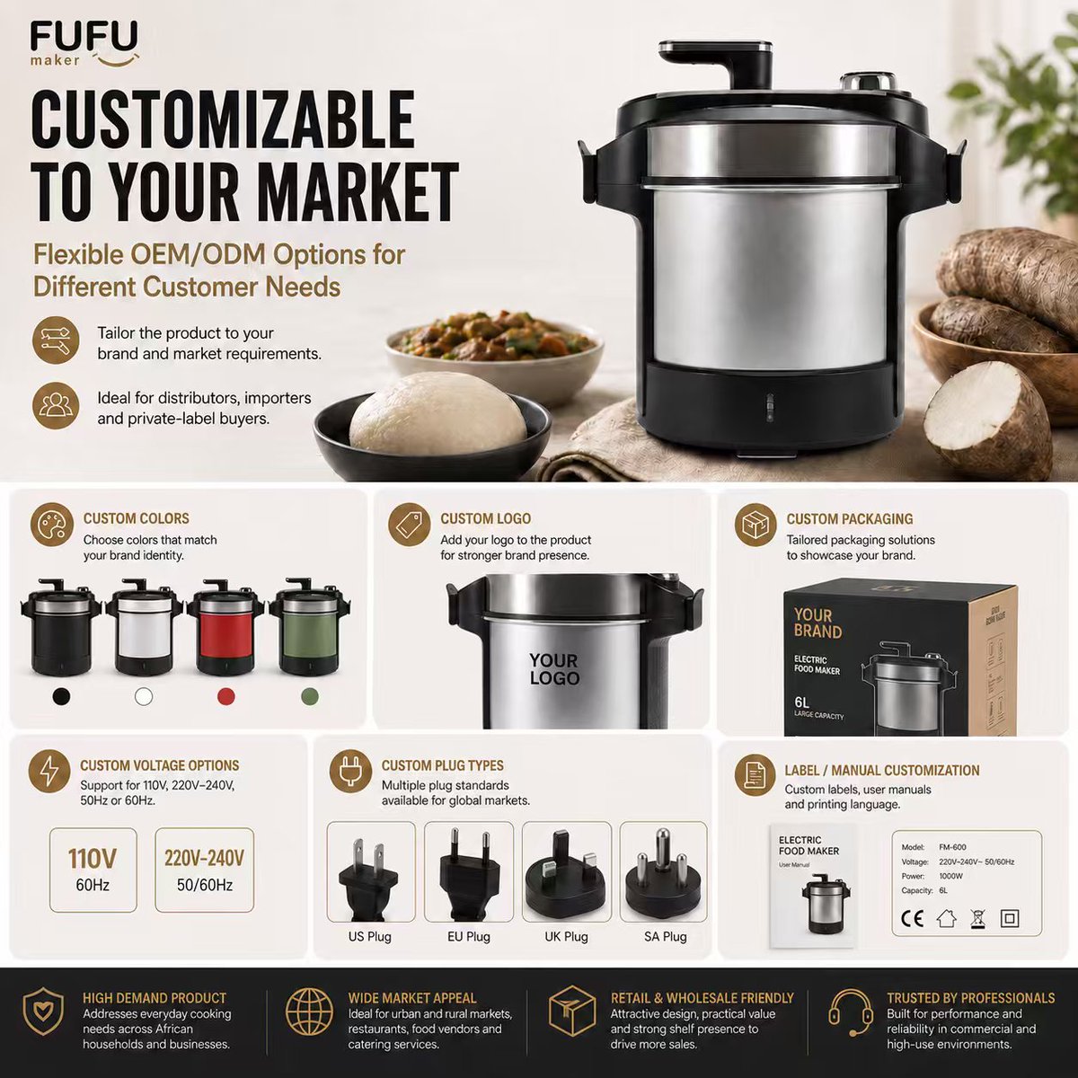 Boya2025's tweet photo. Cook smarter.
Not harder.

The FUFU Maker combines mixing and heating into one efficient solution for commercial kitchens.

✔ Easy operation
✔ Powerful mixing
✔ Easy cleaning
✔ OEM / ODM available

DM us for more information.#KitchenEquipment
#CommercialKitchen
#FoodProcessi https://t.co/yA0UKLkgLt