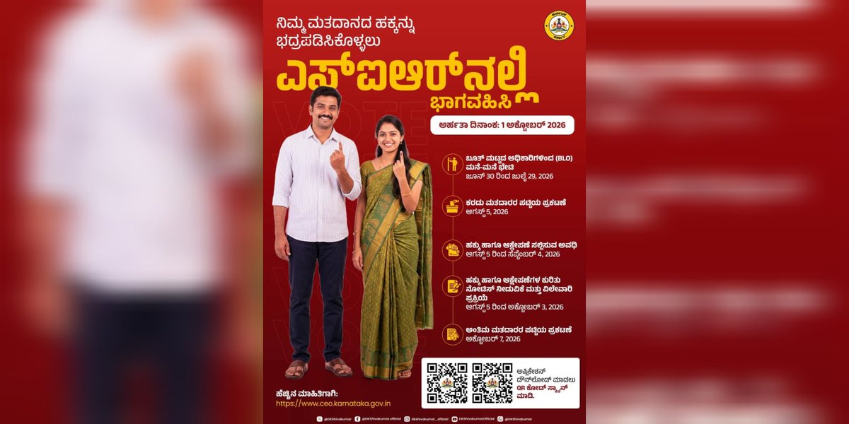 bggovindappa's tweet photo. ಕಾಂಗ್ರೆಸ್ ಕಾರ್ಯಕರ್ತರು ಎಸ್ಐಆರ್ ಪ್ರಕ್ರಿಯೆಯನ್ನು ಎರಡನೇ ಸ್ವಾತಂತ್ರ್ಯ ಹೋರಾಟ ಎಂದು ಭಾವಿಸಬೇಕಾಗಿದೆ, ಯಾವ ಮತದಾರರ ಹೆಸರು ಕೈಬಿಡದಂತೆ ಎಚ್ಚರಿಕೆ ವಹಿಸಬೇಕು, ಮತದಾನದ ಹಕ್ಕು ನಮಗೆ AK-47 ಇದ್ದಹಾಗೆ, ಈ ಅಸ್ತ್ರವನ್ನು ಉಳಿಸಿಕೊಳ್ಳಲು ನಾವೆಲ್ಲ ಹೋರಾಟ ಮಾಡಬೇಕು.
ವಿಶೇಷ ಸಮಗ್ರ ಪರಿಷ್ಕರಣೆ ಎಸ್.ಐ.ಆರ್. ಪ್ರಾರಂಭವಾಗಿದೆ. ಜಾಗರೂಕರಾಗಿರಿ https://t.co/NBuAjUyJ4g