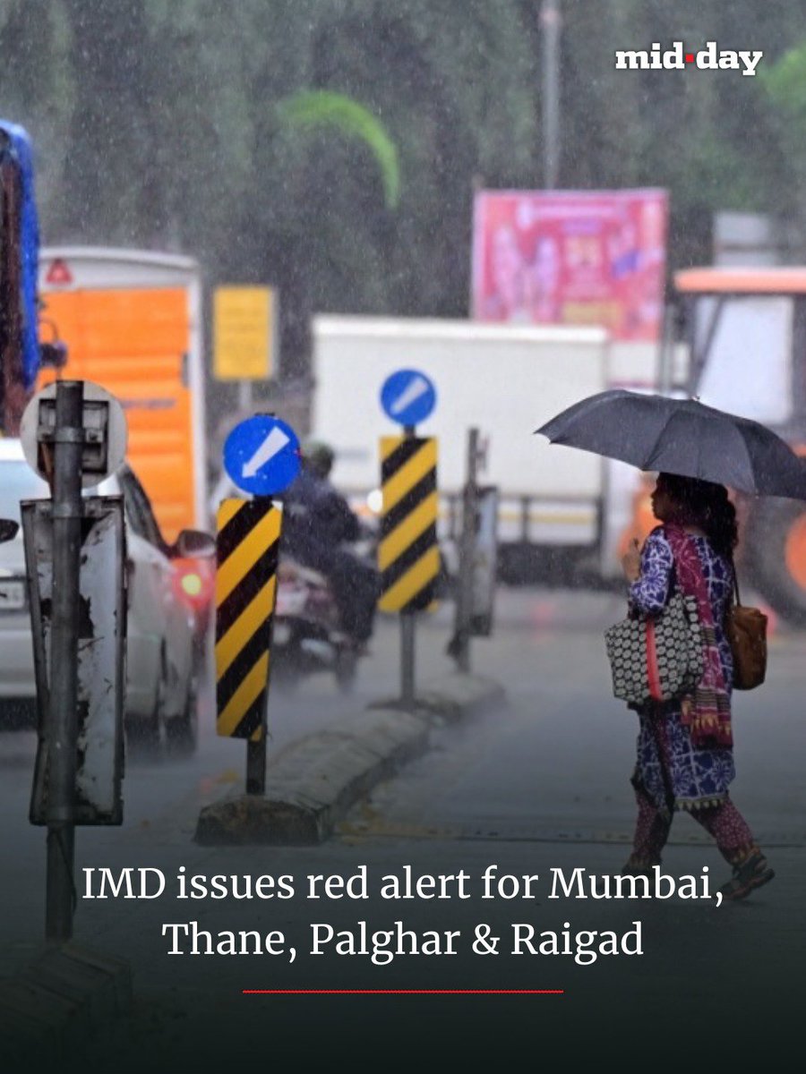 mid_day's tweet photo. The IMD issued a red alert warning at 10:00 AM on July 2, forecasting intense spells of rain over Mumbai, Thane, Palghar, and Raigad for the next three hours.

Residents are advised to take necessary precautions, avoid unnecessary travel, and stay alert as heavy rainfall may cause waterlogging and traffic disruptions.