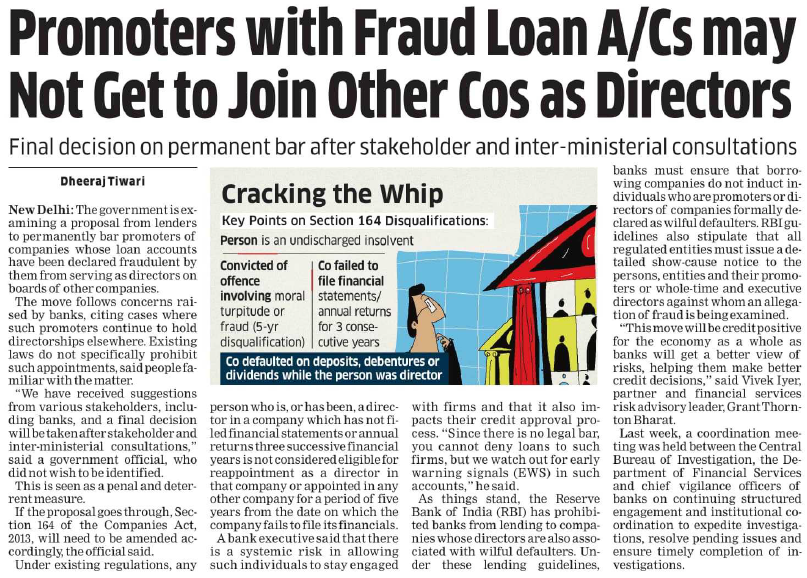 Realdiwakar's tweet photo. Good step. But we also need promoters who are barred or penalized by SEBI for serious corporate governance issues, like in the recent SEBI order, to be stopped from becoming directors or promoters in other companies or starting new companies.

Promoters are evolving and finding new ways to siphon funds and manipulate the books, but the lawmakers are not evolving with them.