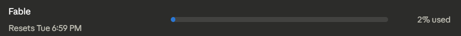 chehendriksen's tweet photo. Positively surprised at how much Fable I have on the Max (5x) plan. This is usage after one entire task I had saved for Fable. https://t.co/bBIuyl0sRJ