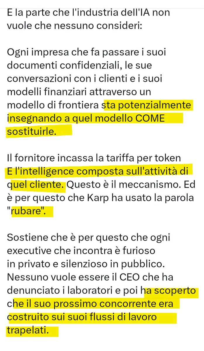 MauroLisanti's tweet photo. I tecno-idioti della IA  scoprono adesso la "magnificenza dell'ovvio": chi tutela la tua proprietà intellettuale dai tuoi concorrenti? 
La IA è un furto a cassaforte aperta. 😂

@giuslit @ClaudioBorghi @durezzadelviver @LucianoBarraCar https://t.co/VYHrx65PNU