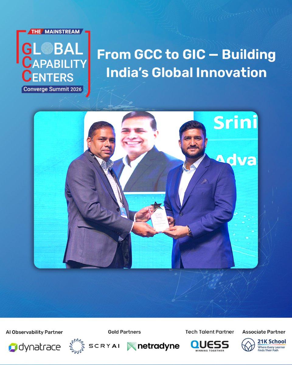 TheMainstream7's tweet photo. At GCC Converge Summit & Awards 2026, powered by #miniOrange and hosted by The Mainstream, Srinivas Nandigam, #AdvanceAutoParts, India was honored for his commitment to innovation, excellence and transformative leadership.
#TheMainstream #GCCConverge2026 #Awards https://t.co/0YUzzOIDcc