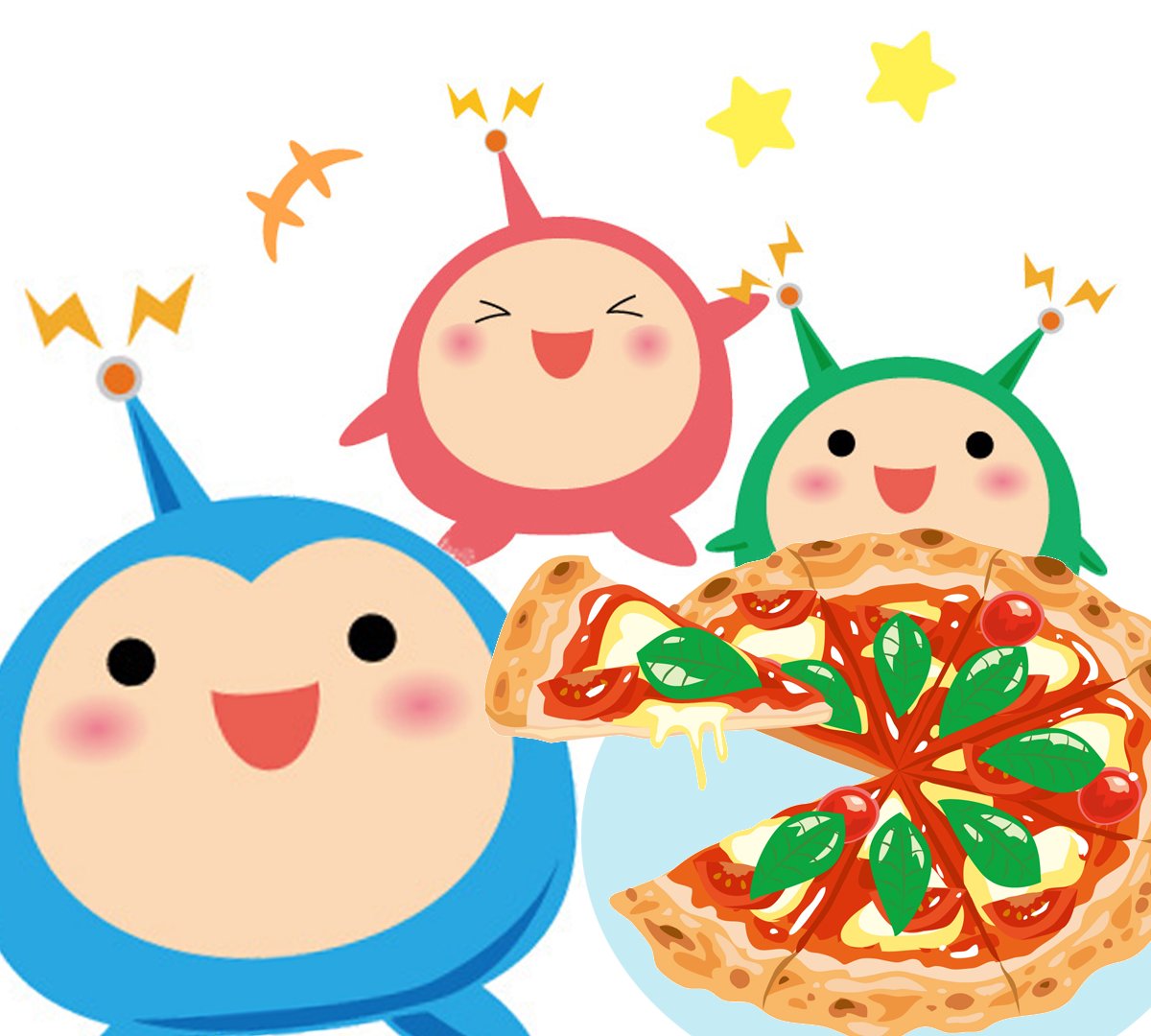 sanpouedit's tweet photo. ピザでパーティタイム🍕🍕
マルゲリータをいただきます‼️

＃企業公式がお疲れ様を言い合う ＃ゆるキャラ #フォロー大歓迎 https://t.co/0MtV6uLnep
