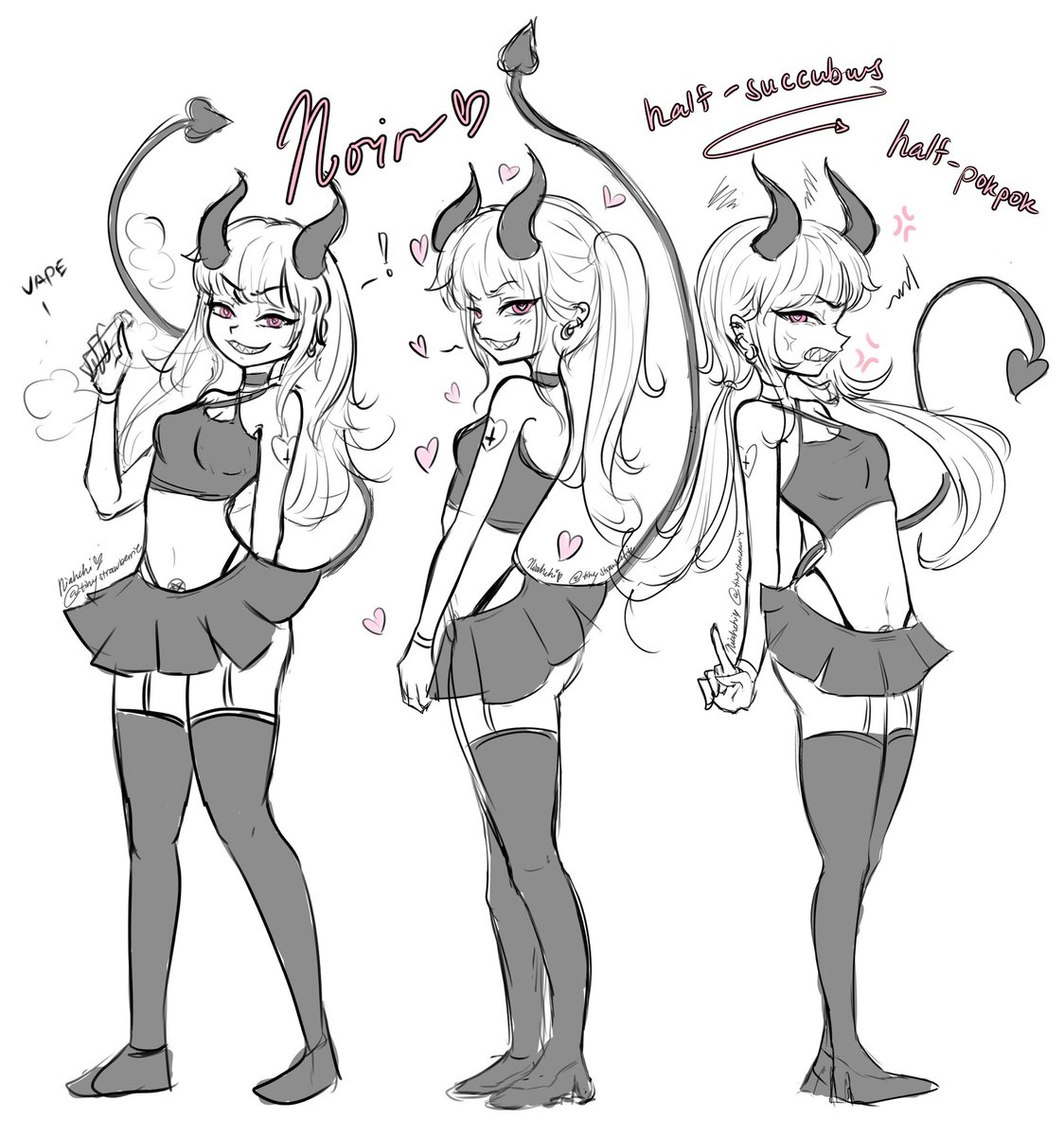 tinystrawberrie's tweet photo. Some old art of Noir. Used reference for poses.

#OC #art #succubus #MediBang https://t.co/EeMJOHi7ZN