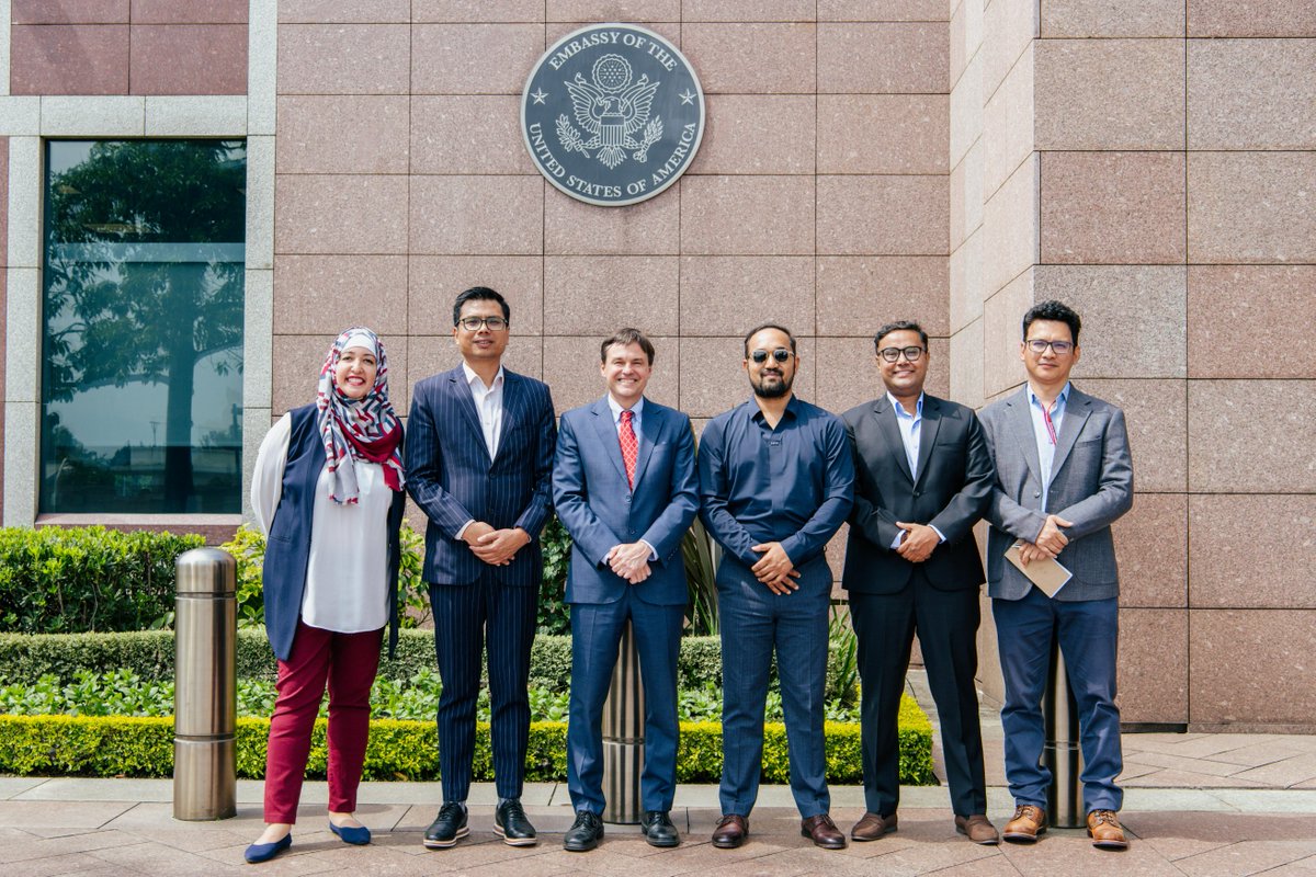 USEmbassyNepal's tweet photo. Last week, CDA Scott Urbom welcomed members of Nepal's first-ever SelectUSA Investment Summit delegation back to Embassy Kathmandu following their participation in this year's Summit, held May 3–6 in Maryland.

Sabin Thapa of Green Tick Nepal, Sitesh Bhattarai of SwiftFin Global, and Anish Shrestha of EventsMo and TechKraft shared highlights from the Summit, including meetings with state economic development officials, new business connections, and opportunities to learn more about establishing operations in the United States. They appreciated meeting @DeputySecState Christopher Landau who impressed them with his knowledge of Nepal and strongly encouraged stronger commercial ties and investment in the United States.

Nepal's first official SelectUSA delegation opened new doors for bilateral commerce and created new opportunities to deepen U.S.-Nepal trade and investment ties. We look forward to accelerating that momentum and welcoming an even larger delegation next year!