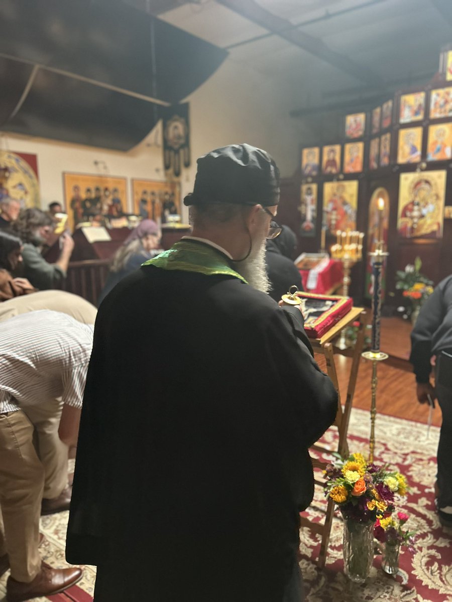 frmilovan's tweet photo. The epitrachelion of Saint Porphyrios, Wonderworker of Kavsokaliva was at the local OCA parish this evening. We served an Akathist dedicated to the Saint and received his blessing https://t.co/upSHKOl4jW
