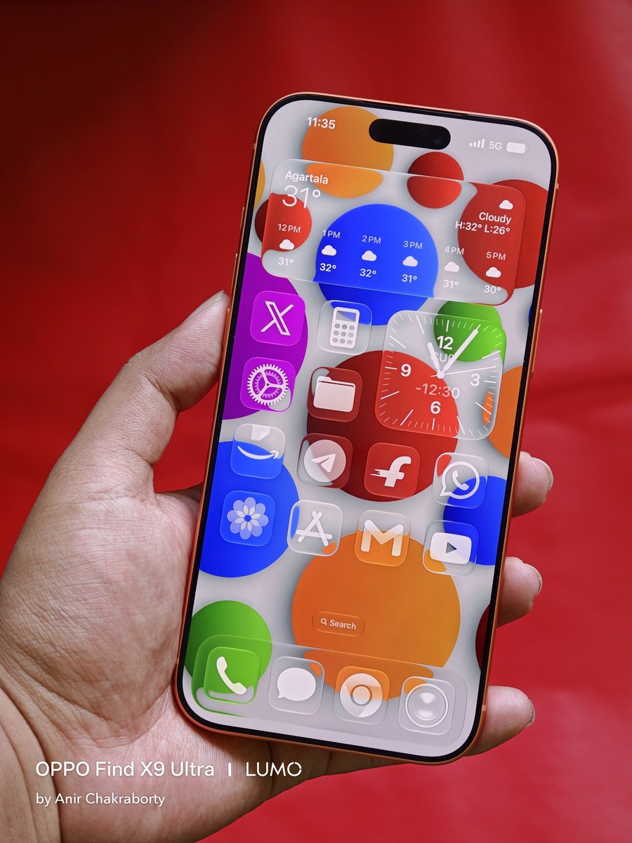 encoword's tweet photo. iOS 27 Liquid Glass full transparent is beautiful on my iPhone 17 Pro Max 🔥

Do you like to see this in Android Brands UI ??
Comment 🤔 https://t.co/zUzkNWqUgH