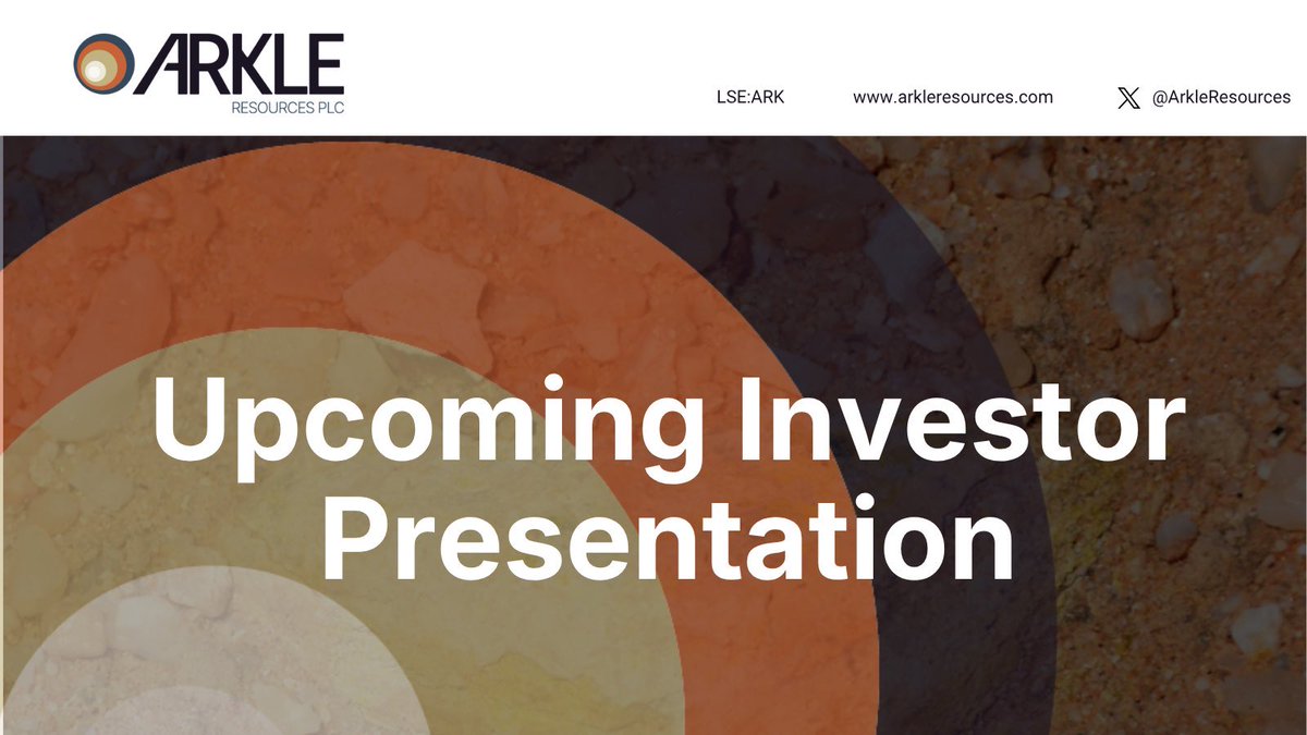 ArkleResources's tweet photo. The Arkle Resources investor webcast with CEO Rory Harding will now take place on Tuesday, 21 July 2026 at 11:00 a.m. BST.

🗓️Register here: https://t.co/mzyVTzKSYl

#ARK @InvestorMeetCo https://t.co/XtH01bTipn