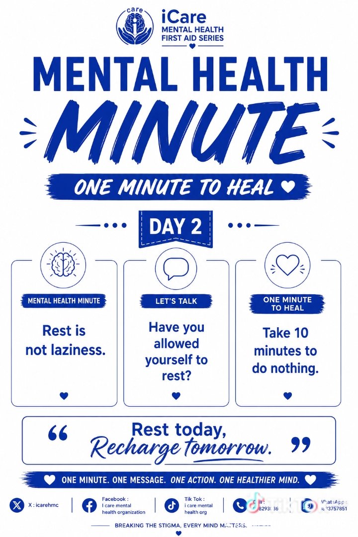 icaremhc's tweet photo. Take time and rest your mind https://t.co/kFWNoDDakS