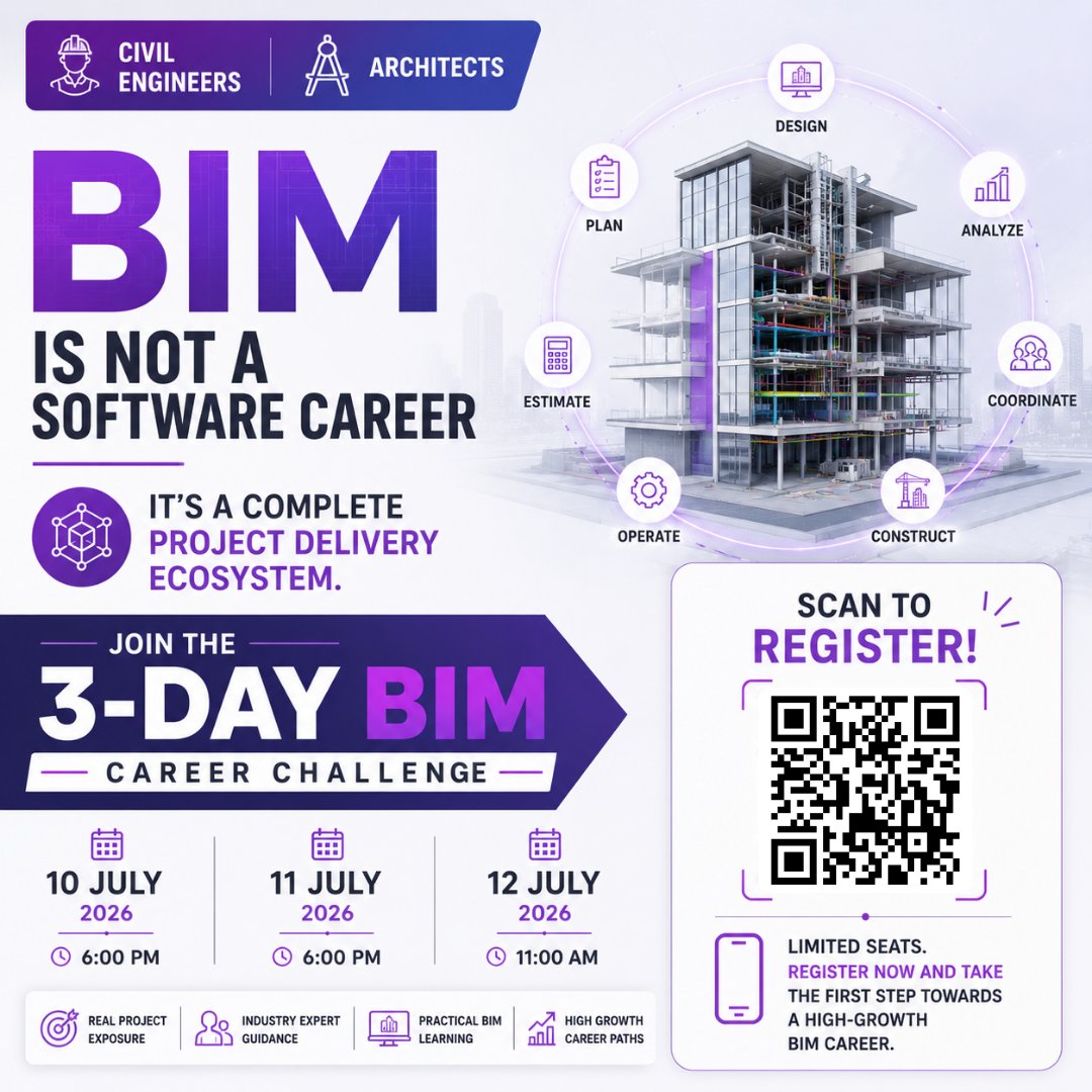 DesignStudioIns's tweet photo. BIM Isn't Software. It's a Career Ecosystem.
Register Here:
π https://t.co/2SDZjZ2qCU
ποΈ BIM is much more than softwareβit's how modern construction projects are delivered.
#BIMFastTrack #BIM #CivilEngineering #Architecture #CareerGrowth https://t.co/cdbuQ5UIsI