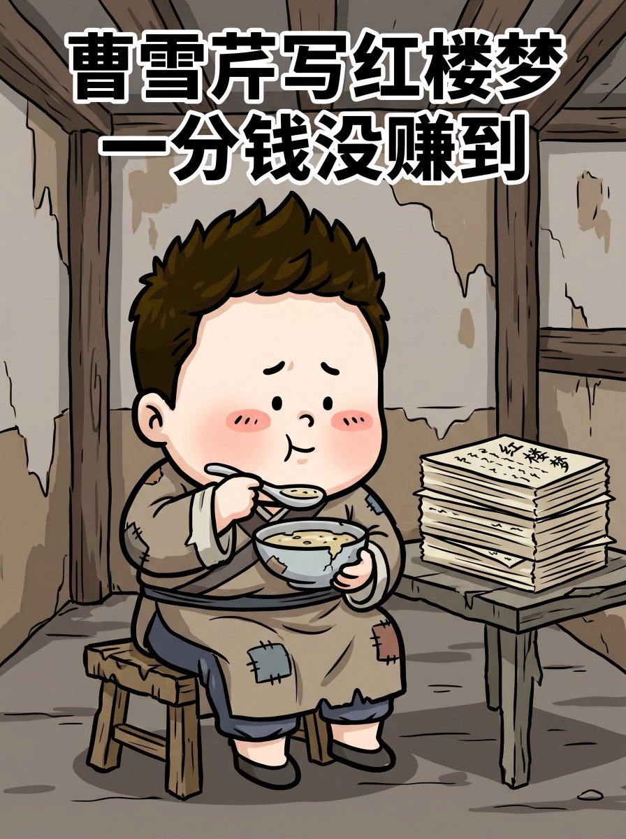 Banderhu368's tweet photo. 曹雪芹写《红楼梦》一分钱没赚到

📖 曹雪芹写了十年《红楼梦》，死的时候穷得"举家食粥"。这本后来被封为中国小说巅峰的书，他活着时连出版都没做到。

反观现在的网文作者日更三千字就能月入过万。

文学的回报从来不跟付出成正比。天才饿死，平庸者活得很好——这可能是文学史最残酷的规律。 https://t.co/EsvJufhwMG