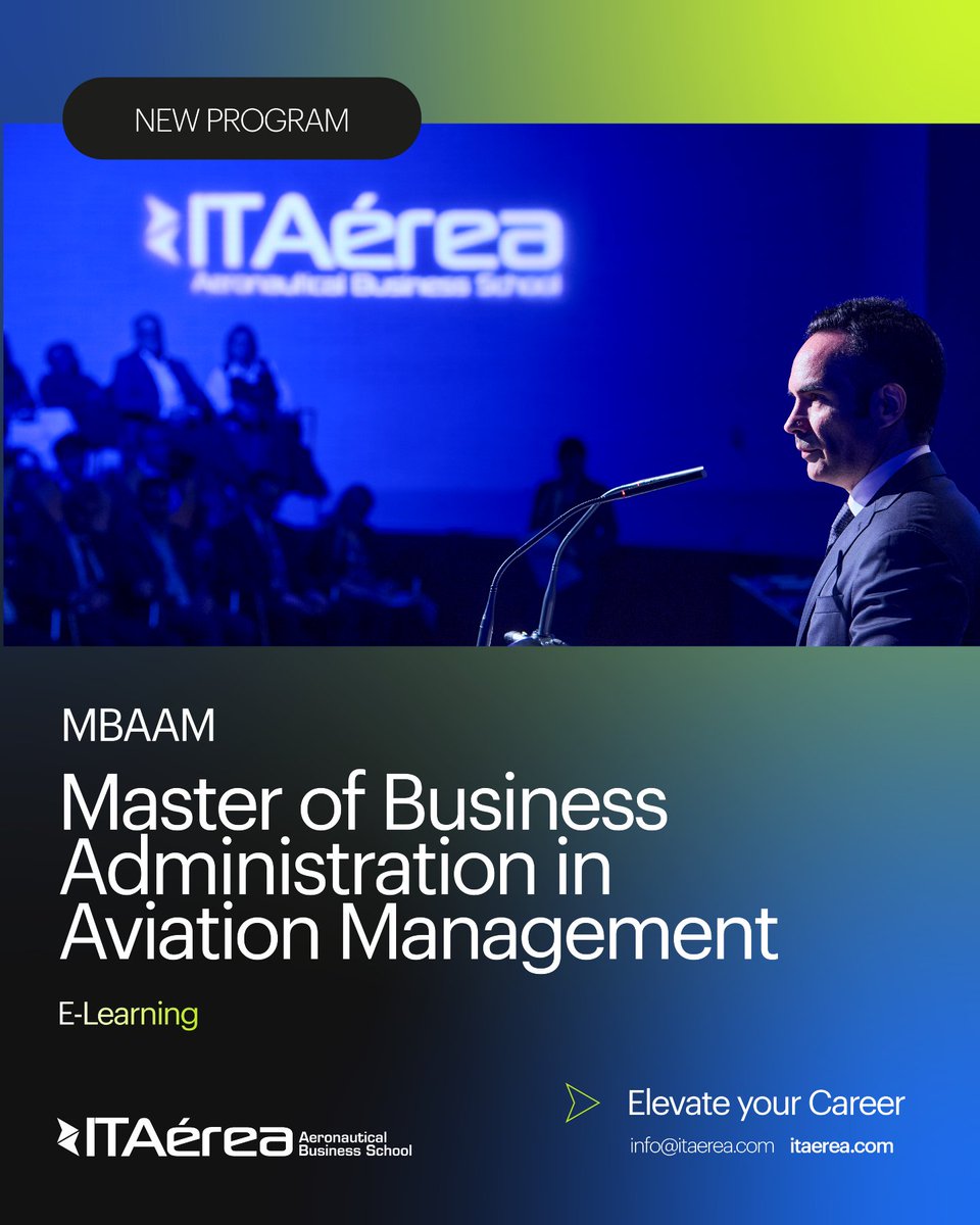 ITAerea_Aero's tweet photo. 🌟 New Master 🌟 Master of Business Administration in Aviation Management (MBAAM) E-learning modality

More info - https://t.co/ACTVkllE1Q https://t.co/hlSfVKPiUs