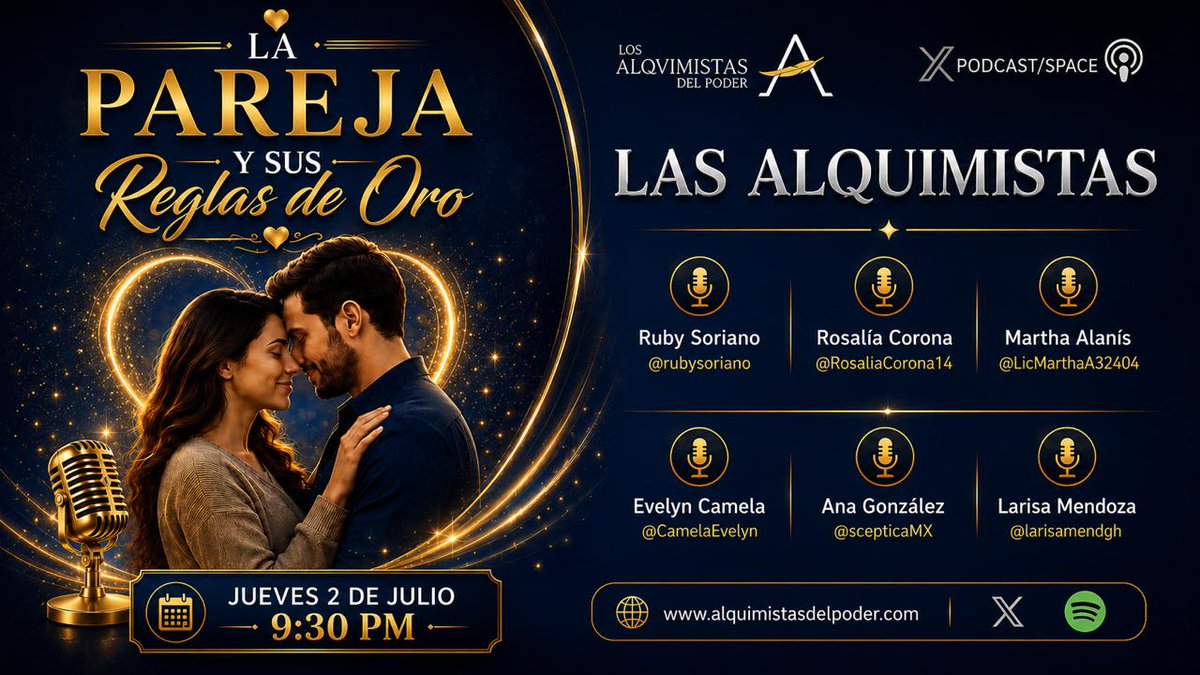 rubysoriano's tweet photo. 🎙️Hoy a las 9:30 pm los esperamos con la #AgendaEmocional de #LasAlquimistas
🎙️#MujeresPoderosas con #OpinionesInteligentes
🎙️@rubysoriano @CamelaEvelyn @scepticaMX @LicMarthaA32404 @larisamengh @RosaliaCorona14
https://t.co/aHCTvXbu3f https://t.co/1AlF6kcHXc