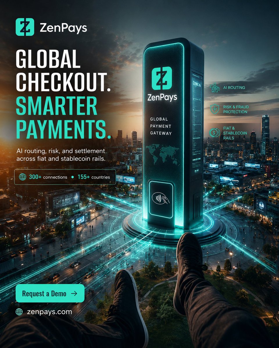 ZenWalletapp's tweet photo. Global checkout, smarter payments, faster growth.

✅ Global Checkout
✅ AI Payment Routing
✅ Risk Management
✅ Fiat & Stablecoin Rails
✅ 300+ Connections
✅ 155+ Countries
Request a demo today: https://t.co/34oYPfdv4s
Hashtags: #ZenPays #GlobalPayments #PaymentProcessing #FintechSolutions #StablecoinPayments