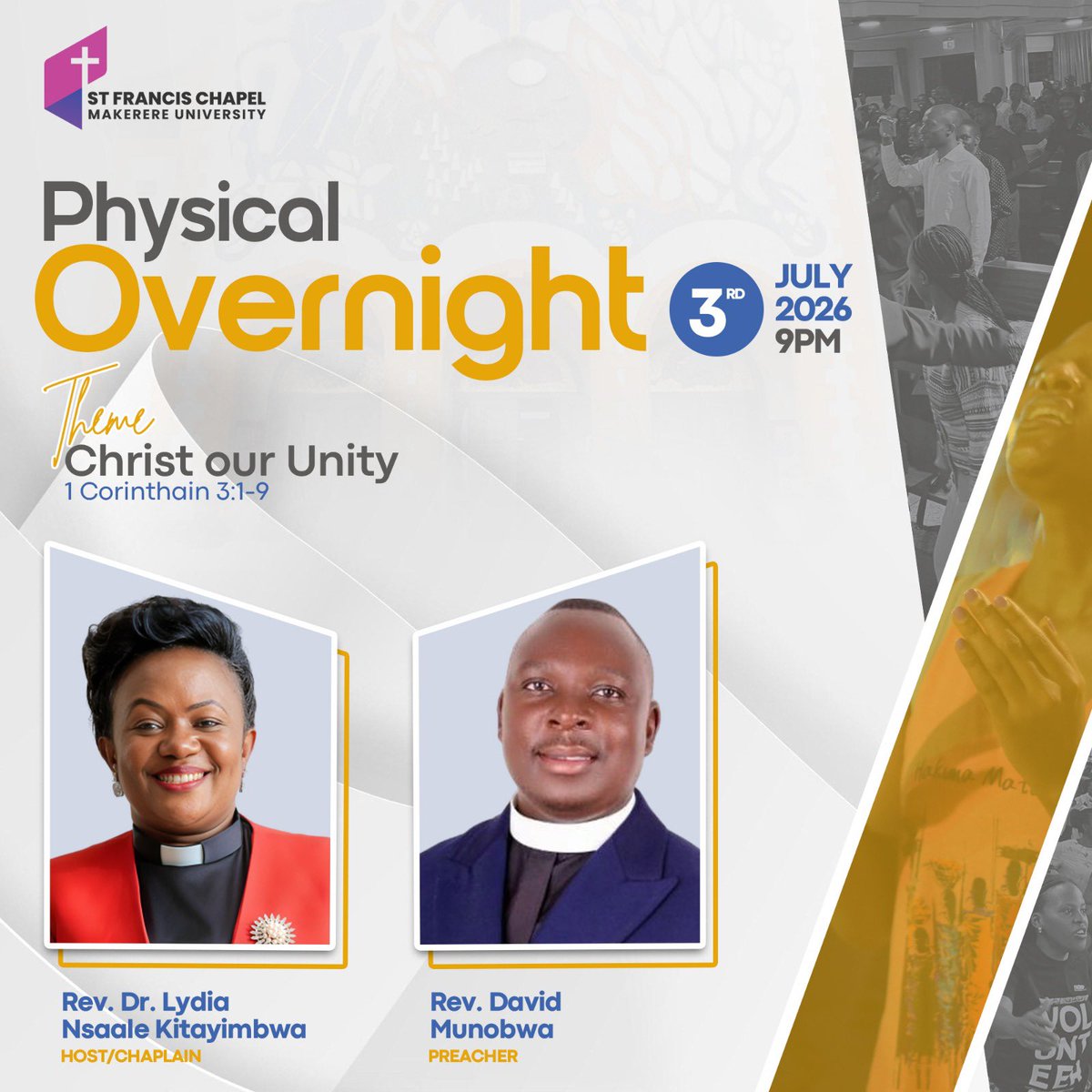 stfrancis_mak's tweet photo. July  is here!!!🥳🥳🥳

Praise God brethren!!
As we step into July, We are excited to invite you for the physical overnight!Come &amp; experience a holistic experience of worship &amp; prayer both Physical and Online. God bless you🙏
@Rev_Dr_LidyKitz https://t.co/Q86mUMXy2e