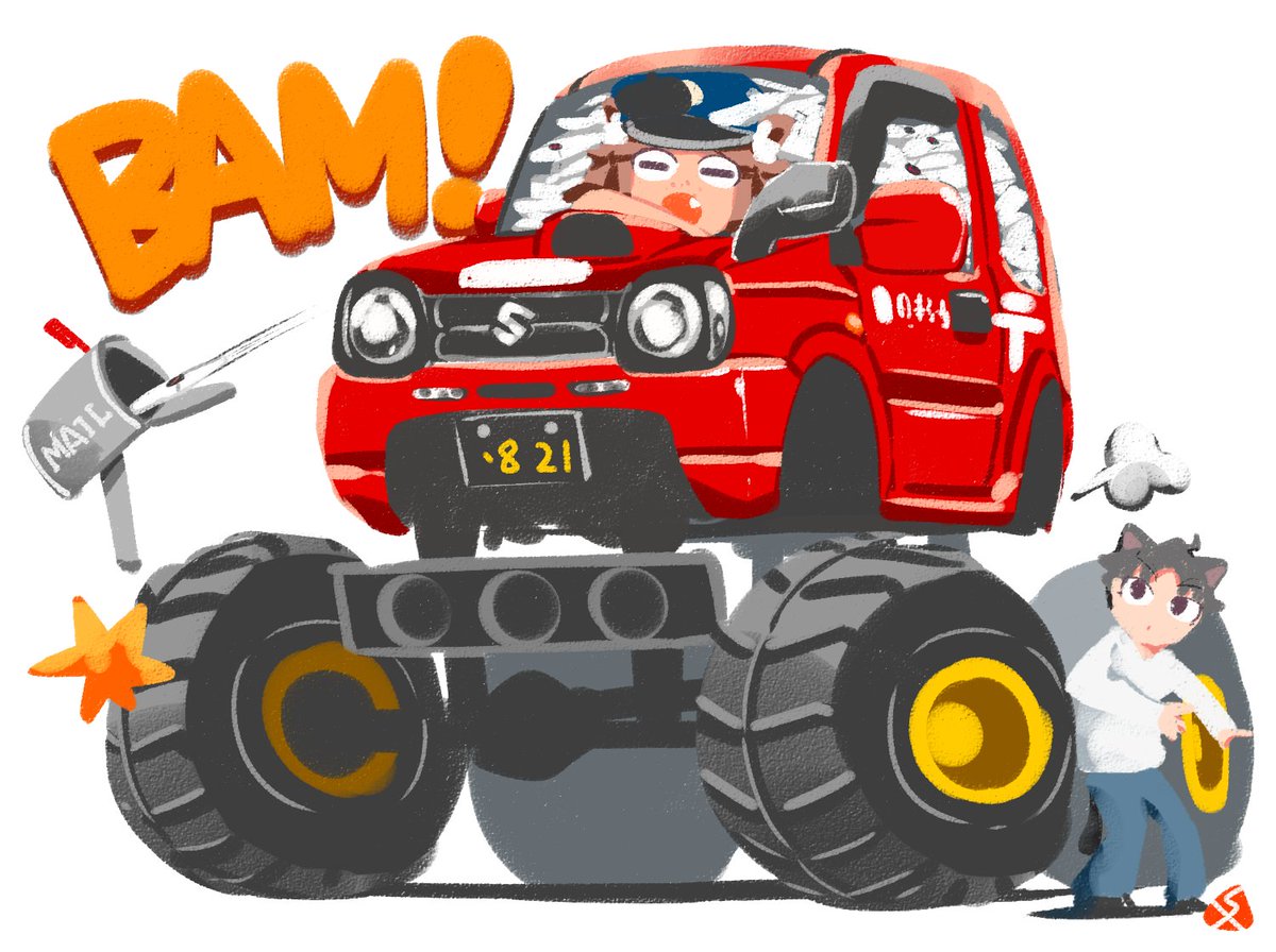 vI_o_o_Iv's tweet photo. ちなみに自家通販のお礼用イラスト（発送完了メールに挿入してた）は最終的にハイラックス含め郵便ネタで4種類ありました　蔵出し

①②④ 2016年
③ 2017年 https://t.co/VZBZZ9KhfE