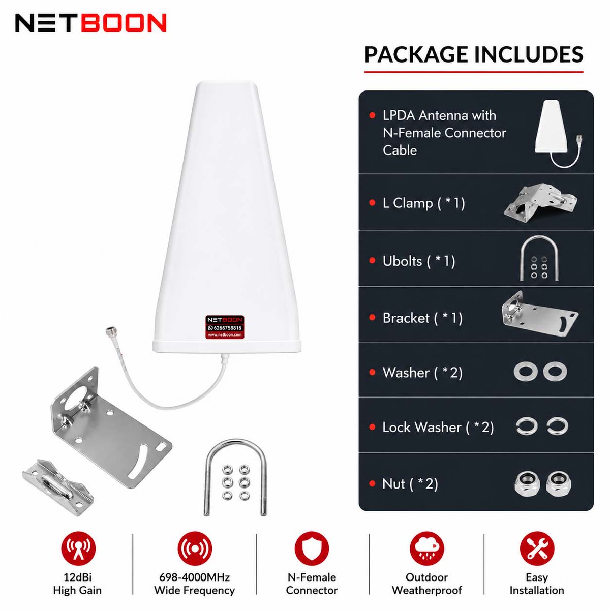 netboonindia's tweet photo. Weak mobile network? Upgrade your connectivity with the NETBOON 12dBi Directional 5G LPDA Antenna + HLF400 Low-Loss Cable for TP-Link GSM Routers. buy now https://t.co/u408i2MY2f https://t.co/LHMH6kB1Ux