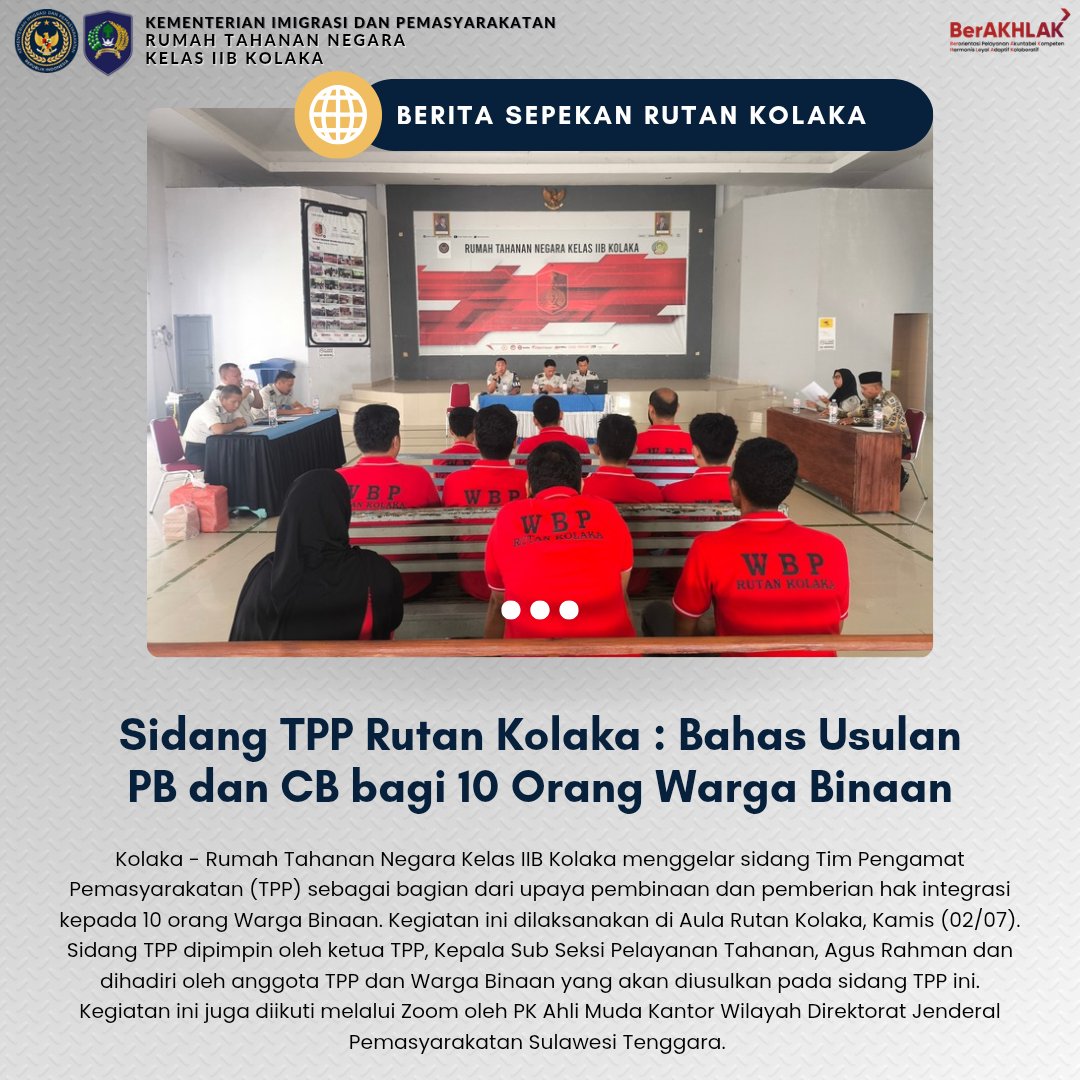 RutanIib's tweet photo. Sidang TPP Rutan Kolaka : Bahas Usulan PB dan CB bagi 10 Orang Warga Binaan https://t.co/oacDlKHPJM