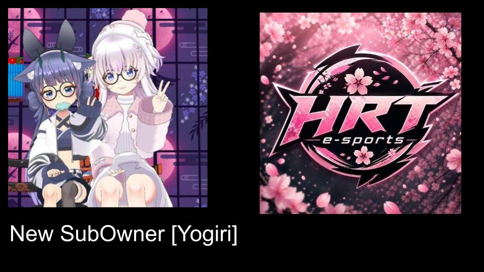 HRT_eSports's tweet photo. 【お知らせ】
たいがの推薦により、夜霧[@Yogiriybsx]を副オーナーに任命します！
【たいがからのコメント】
夜霧はたいがのリア友であり、Vtuber活動をすごく頑張っています！！これからの活動に期待も込めて任命します！！よろしくお願いします！！ https://t.co/Y4Db2oYHNU
