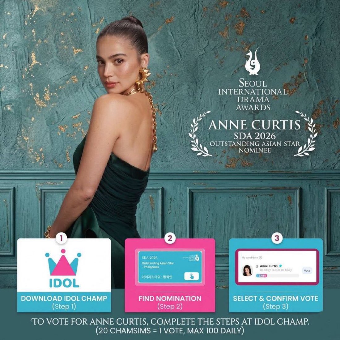 anneskie's tweet photo. Dear Uaena friends/moots, baka po meron kayong extra chamsims to spare? Pwede po maisama si Anne Curtis @annecurtissmith 💋 sa votes for Outstanding Asian Star sa SDA 2026? 

Salamat ng maraming marami! 🙏🏼 https://t.co/CfXsXXi4Tm