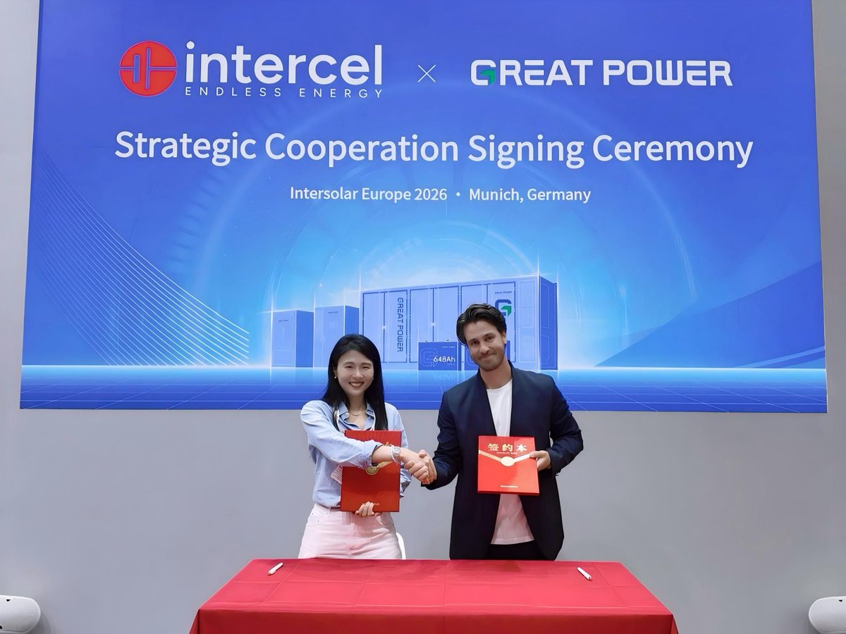 Greatpower2001's tweet photo. Great Power and Intercel are strengthening cooperation to support local C&amp;I ESS cabinet manufacturing in Europe.

Together, we aim to bring reliable, application-driven energy storage solutions closer to European customers.

#GreatPower #Intercel #EnergyStorage #ESS https://t.co/vwjnjhN5Q2