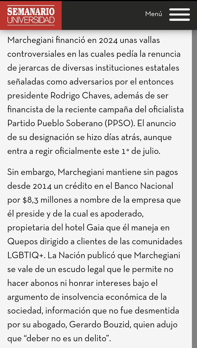 RosCasSol's tweet photo. 👇 #VeVos: Aquí enterándome de que el nuevo Embajador de Costa Rica ante @ONU_es es un estadounidense de origen venezolano que obtuvo la nacionalidad costarricense hace apenas 12 años (¿al menos se sabrá el Himno Nacional?) y quien es dueño de un hotel LGBT llamado "Gaia" en Manuel Antonio (curiosa coincidencia de giro de negocio + ubicación con aquel otro hotelero extranjero LGBT implicado en el feminicidio de la anestesióloga) y por el cual debe un crédito de más de $8M (ocho millones de dólares estadounidenses) al @banconacionalcr pero no lo paga desde 2014 porque se vale de un escudo legal y, según palabras de su abogado, "Deber no es delito".

🔥 Pero, lejos de cuestionarlo por semejante deuda con un banco estatal, el actual gobierno de @laurapresi2026 más bien está licitando en SICOP (reporte de @ameliarueda indica que el cartel de licitación corresponde a @cancilleriacrc en la era del yanquisionista @Manuel) una contratación por casi 10 millones de colones para trasladarle al "flamante embajador" el menaje de su casa en Quepos a su nueva residencia en Nueva York.

🎪🤡🎪 Pues que toque Pupi (como dicen en Cuba) y a disfrutar lo votado.

🇨🇷 #ProhibidoOlvidar
💅 #ProhibidoNoGozar