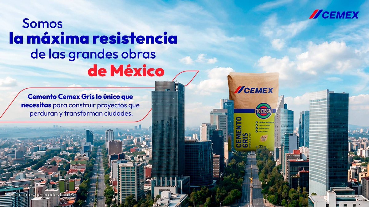 CEMEXMx's tweet photo. Donde hay grandes proyectos, hay una base que los sostiene.

Cemento Cemex Gris, resistencia que impulsa la construcción de México.

Visítanos en https://t.co/8YW0mljsLb y construye con los mejores materiales.

#Cemex https://t.co/QyS2dSakmW