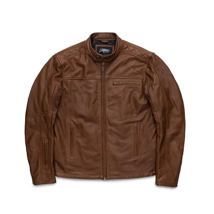 Silodrome's tweet photo. This is the Motone Revolver, it’s a fully-armored leather jacket made from naturally drum-dyed full-grain cowhide which is hand-finished with wax for protection – this wax also ensures that each jacket develops its own unique patina over time.

https://t.co/apttbMkudS https://t.co/i0tw75HA32