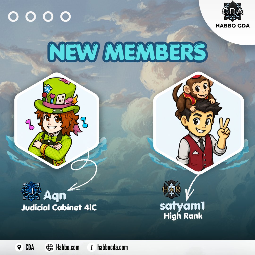 HabboCDA's tweet photo. 👋Lets give a BIG Habbo hello to CDA'S new members Aqn &amp; Satyam1. We will be sure to give them the warmest of welcomes. 😁

🎨DragonPogi https://t.co/qVCDweE27v