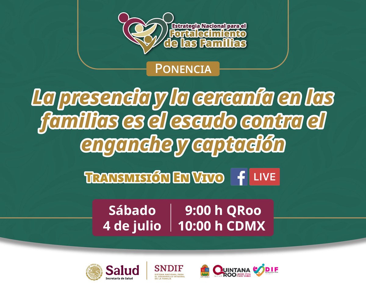 DIF_NMX's tweet photo. Contra todo, mi familia es mi lugar seguro🛡
Construir familias seguras nos permitirá proteger los #DDHH de cada integrante, participa en la ponencia sobre el delito de #TrataDePersonas: el enganche y la captación.
🗓️Sáb 4 de julio | #FBLive
#DIFNacionalTransforma https://t.co/hzG1gbmHG6
