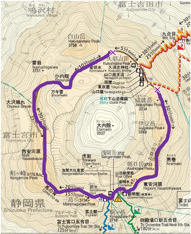 fujisanclimb's tweet photo. 【お鉢巡り】
お鉢巡りは現在一周できません。剣ヶ峰（最高地点）にも行くことができません。開通は御殿場・富士宮ルートと同じ7月10日を予定しています。

なお閉鎖区間では補修工事も行われていますので、立ち入らないで下さい。

詳細はこちら
https://t.co/dr2GqSkmcf

#環境省　#富士登山 https://t.co/8PZJZCAy14