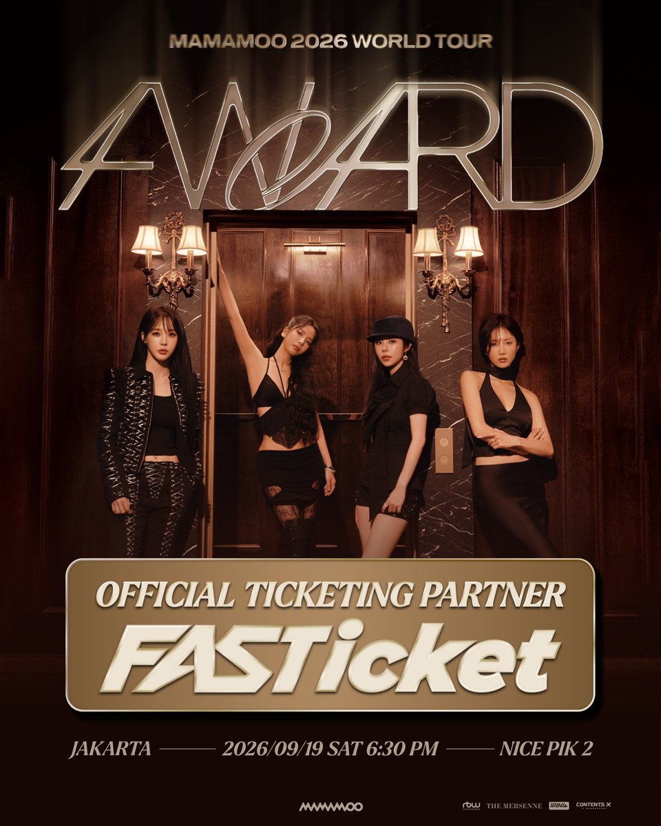 withusind's tweet photo. OFFICIAL TICKETING PARTNER ANNOUNCEMENT 🎟️

MAMAMOO 2026 WORLD TOUR <4WARD> in JAKARTA will be ticketed exclusively through FASTicket. Get ready to go 4WARD with MAMAMOO.  

📍 NICE PIK 2  
📅 19  September 2026 

MOOMOO Jakarta, stay tuned for ticket sales information at https://t.co/HfYt8V9zDU

#MAMAMOO #4WARD #WithUsIndonesia