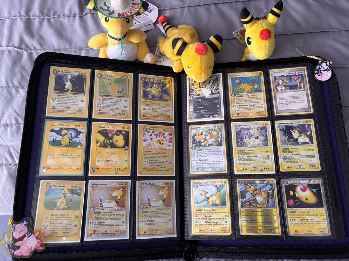 lunar_amphy's tweet photo. my updated ampharos card collection :D ⚡️❤️ https://t.co/oNOYYowDGo