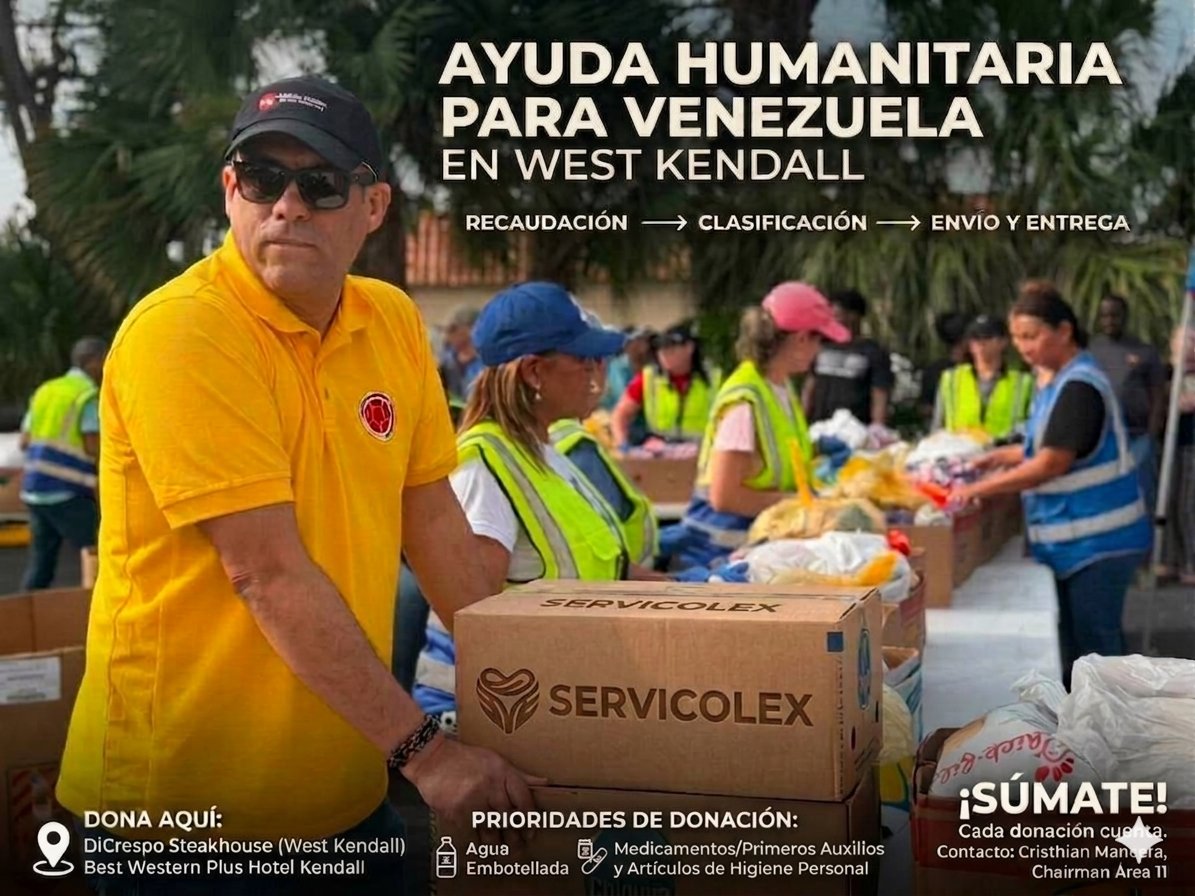 showcomedy's tweet photo. ¡WEST KENDALL SE UNE POR VENEZUELA! 🇻🇪💛

La solidaridad del sur de la Florida no se detiene. Tras el reciente terremoto en Venezuela, la comunidad de Miami-Dade sigue activa recolectando insumos esenciales para las familias afectadas.

* Instagram: @manceramejia https://t.co/72EdA1WsSg