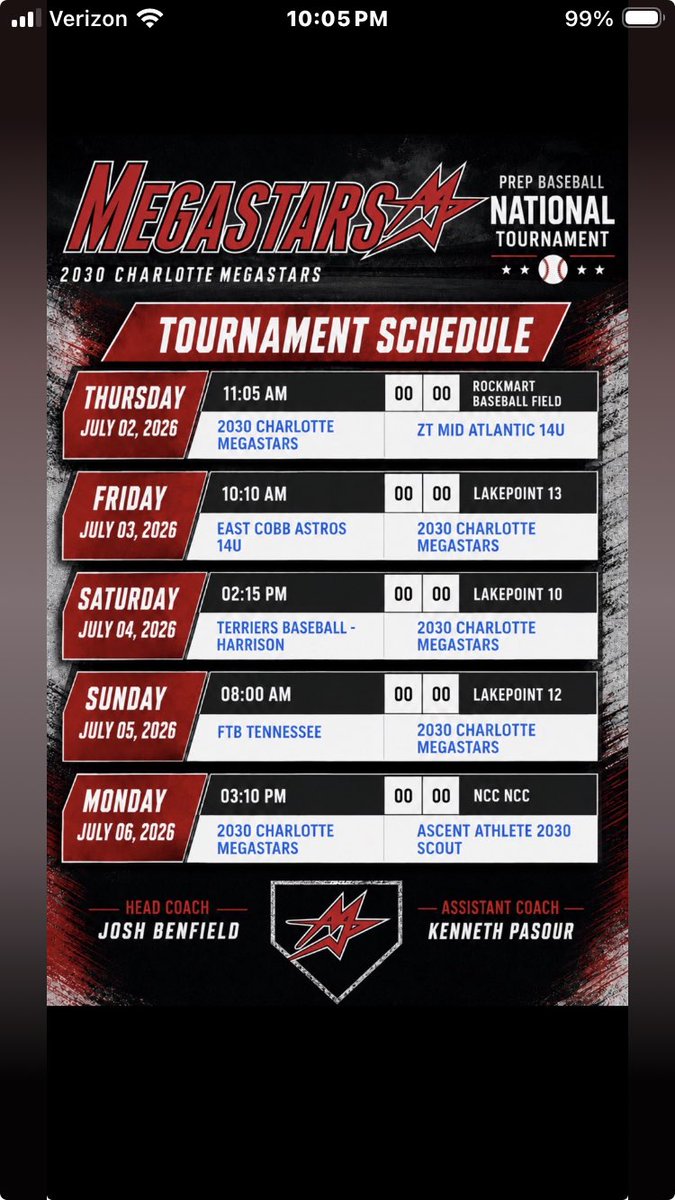 Megastarbasebal's tweet photo. 2030 Charlotte Megastars 

Coaches: Josh Benfield 
                 Ken Pasour 

14u PBR National Championship
 
Lake Point Complex - Emerson GA https://t.co/iJST0YTa6f