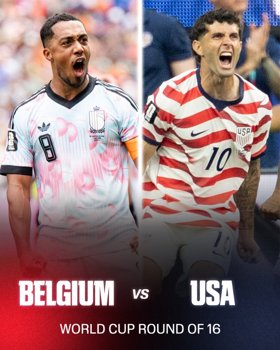 AtaqueFutbolero's tweet photo. 🇧🇪 BÉLGICA - USA 🇺🇸

NUEVO CRUCE CONFIRMADO DE 8VOS. 🍿 https://t.co/AtCxjASUSl