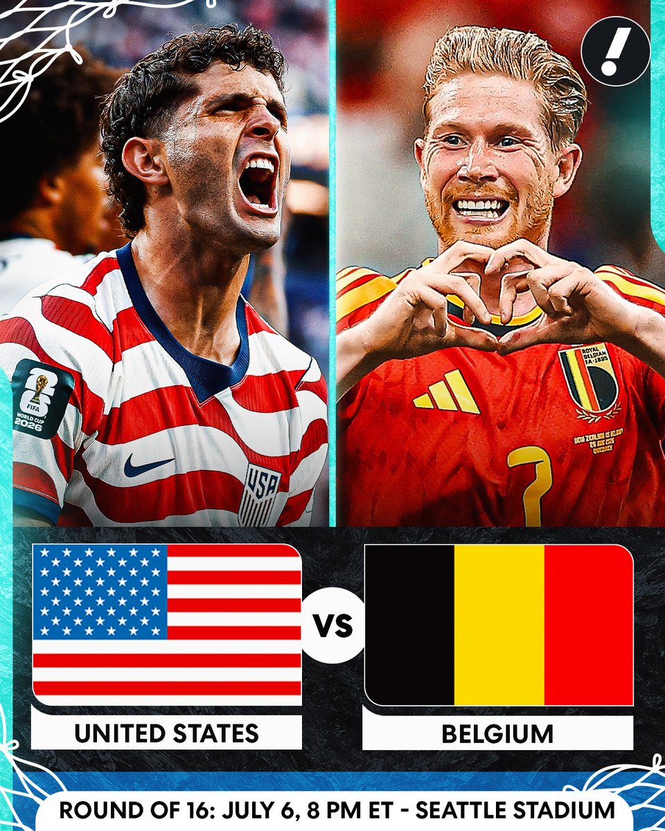 YahooSports's tweet photo. UNITED STATES VS. BELGIUM IN THE ROUND OF 16 🍿 

Winner gets a spot in the quarterfinals 😈 https://t.co/l8sqbU3mY6