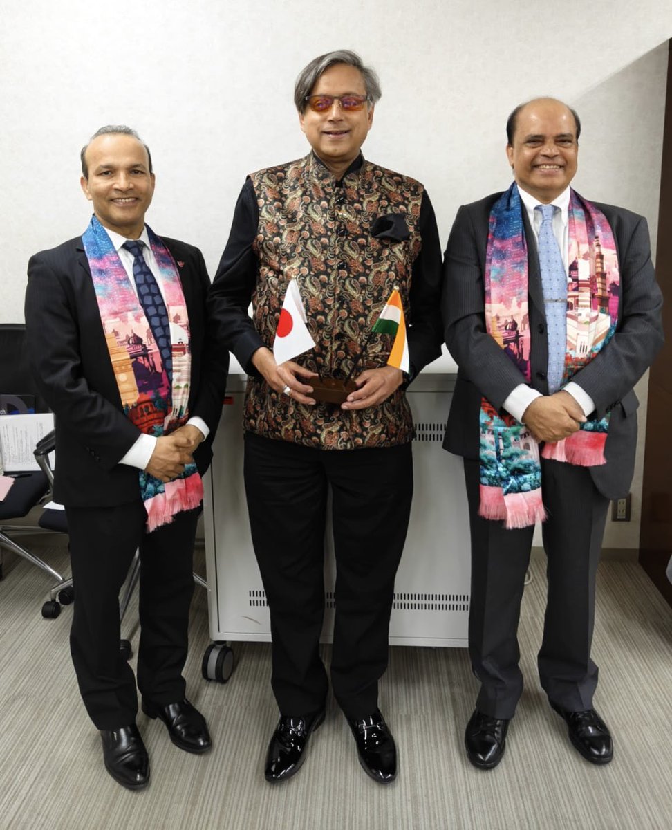 ShashiTharoor's tweet photo. At a meeting at Sophia University, Tokyo’s leading Jesuit institution, iwas delighted to be received by two distinguished Malayali educators, both Jesuits: University Chancellor Fr Sali Augustine (L) and Dr John Joseph (R). With Indians in such prominent positions, there’s a strong case for more India-Japan educational exchanges, and @JindalglobalUni is showing the way!