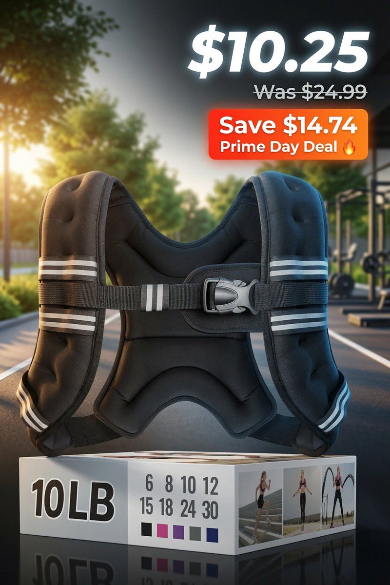 AmazonFunFinds's tweet photo. 🚨 Prime Day Fitness Deal: Zeerun 10lb Weighted Vest – Now Only $10.25 (Was $24.99)! 🔥#ad 

Adjustable, comfortable, reflective stripes, and perfect for walking, running, or strength training.

https://t.co/Lc7xLHKw3t https://t.co/IrLiw5nI1e