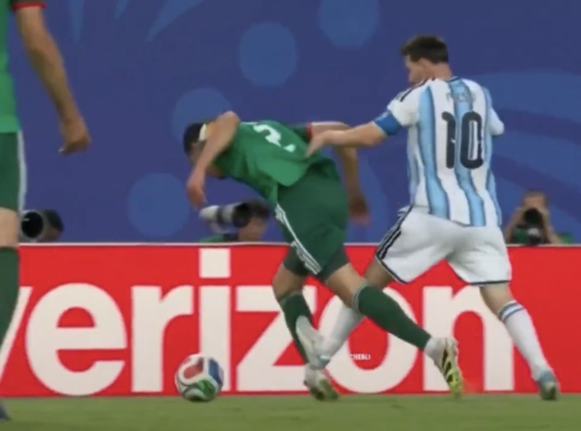 RWiercinski's tweet photo. @FIFAWorldCup Messi gets nothing for deliberately stepping on an opponent but Balogun gets a red card for an accident. Absolutely corrupt organization. https://t.co/PwlXifMgas