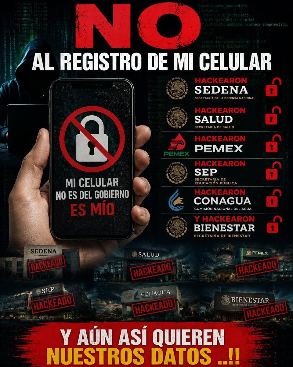 iFernandoVO's tweet photo. @ivillasenor #NoAlRegistroDelCelular https://t.co/0tmQx2ZNei