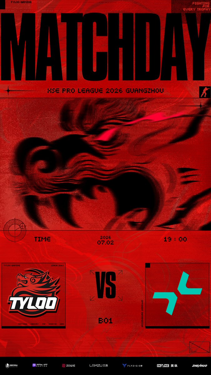 tyloogaming's tweet photo. 🔴XSE Pro League 2026

🔴July 2, 2026, 19:00 BO1

🔴TYLOO vs PARIVISION

#TYLOOWIN https://t.co/3gMfnJo4R7
