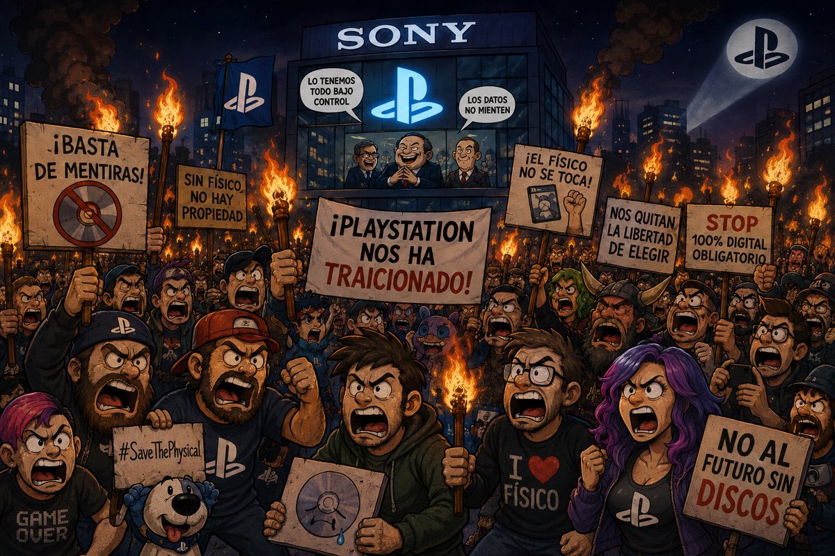 RD_RetroDan's tweet photo. Veo que lo del formato físico ha congregado a una numerosa turba con antorchas. Sabían que esta reacción iba a suceder, lo tienen todo bajo control.

Y no les importa tanto porque tienen datos, han educado a la nueva generación de "gamers" en lo digital, y se reparten el bacalao entre 3 empresas.

La gente se quejará todo lo que quiera en las redes, pero seguirá pasando por caja y sosteniendo esta mastodóntica industria que debería caer por su propio peso.